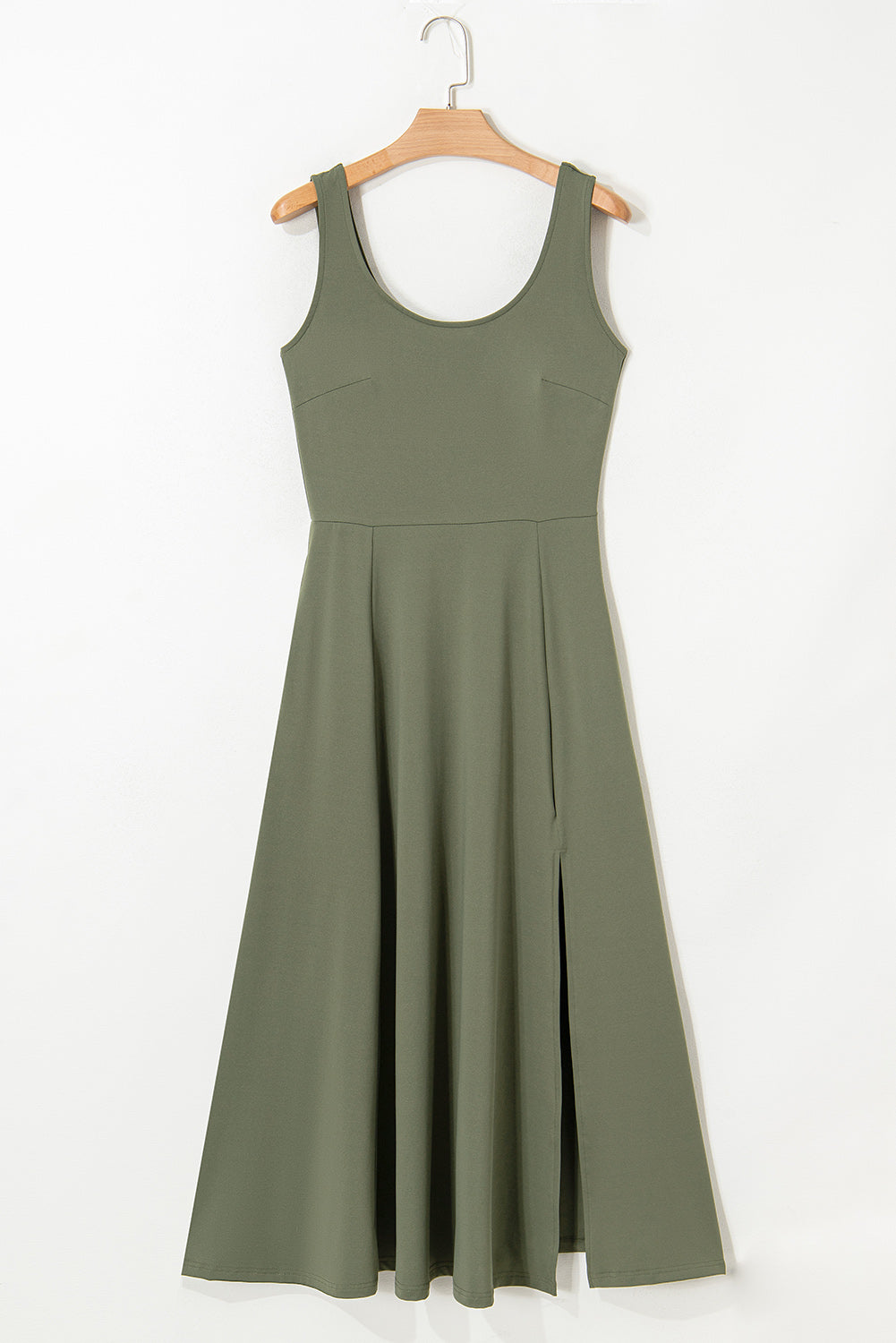 Four Leaf Clover Sleeveless Scoop Neck Flared Split Midi Dress Dear-Lover Dropshipping