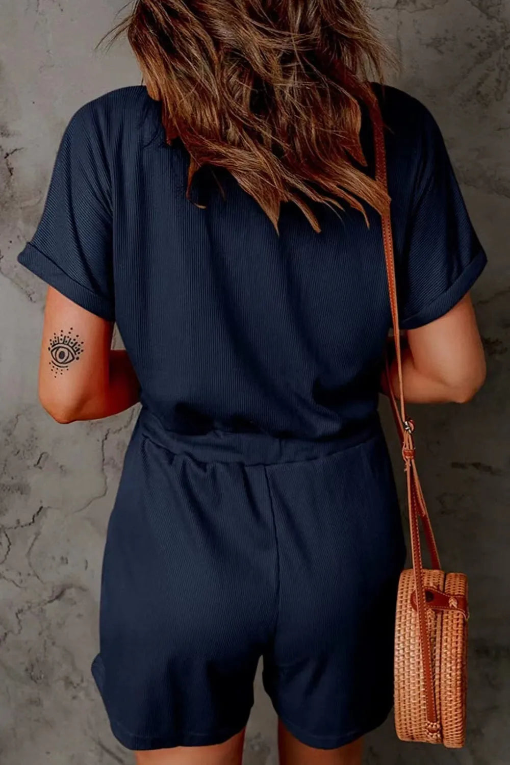 V-Neck Short Sleeve Romper.