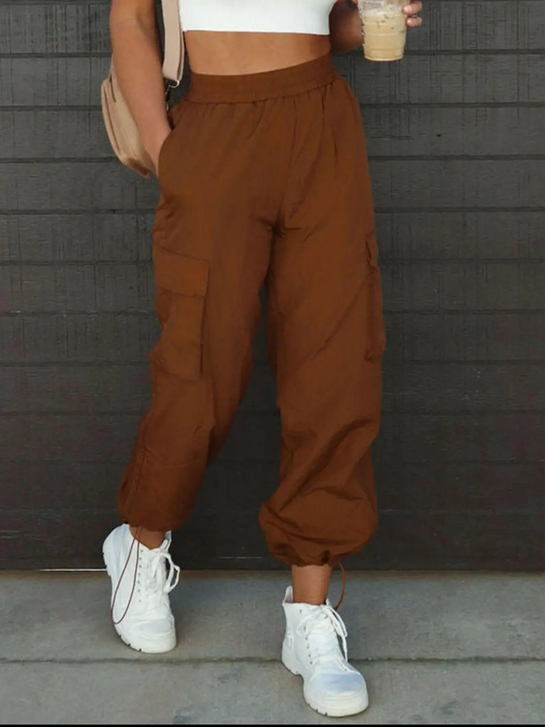 High Waist Drawstring Pants with Pockets.