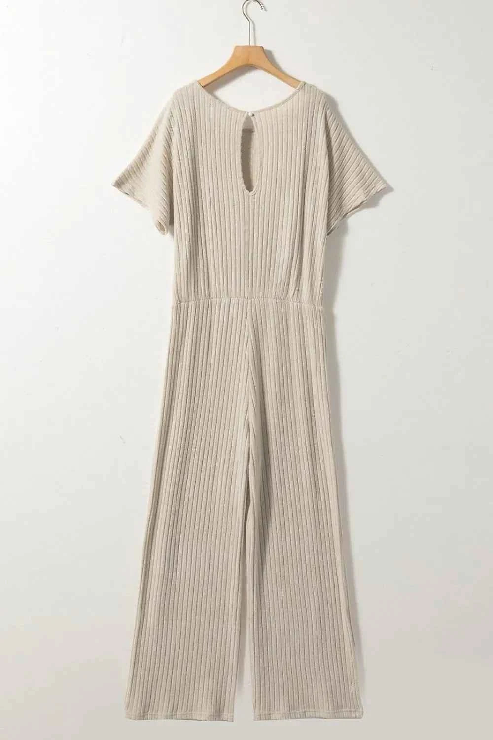 Ribbed Knit Wide Leg Jumpsuit