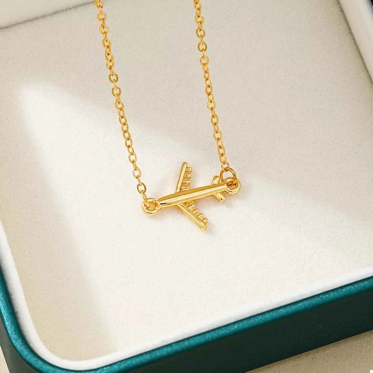 18K Gold-Plated Airplane Necklace
