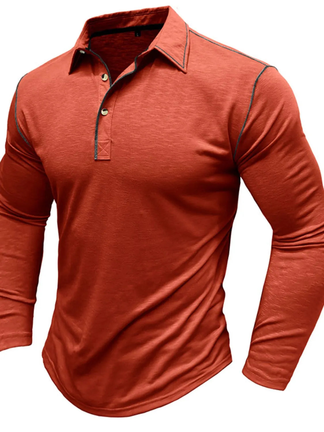 Men's Button Detail Long Sleeve Polo.