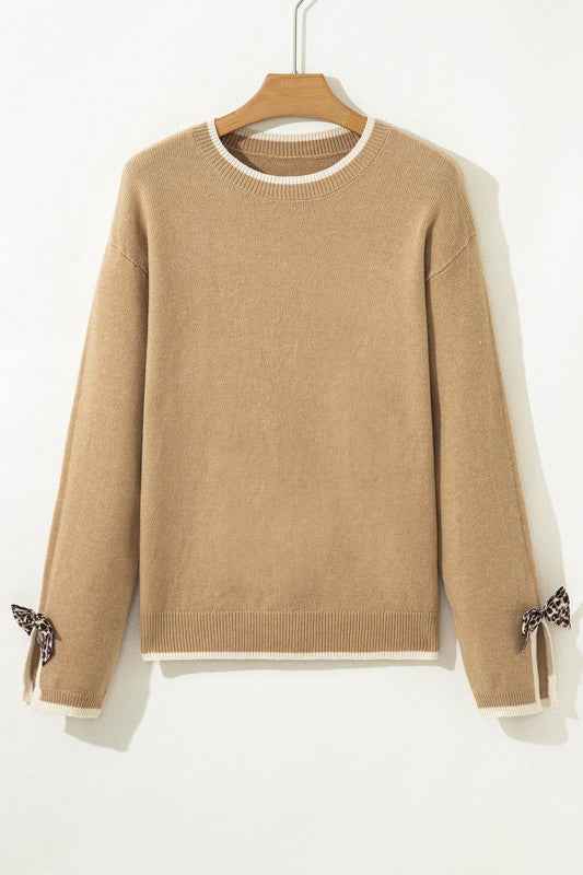 Ava Cuff Contrast Trim Sweater