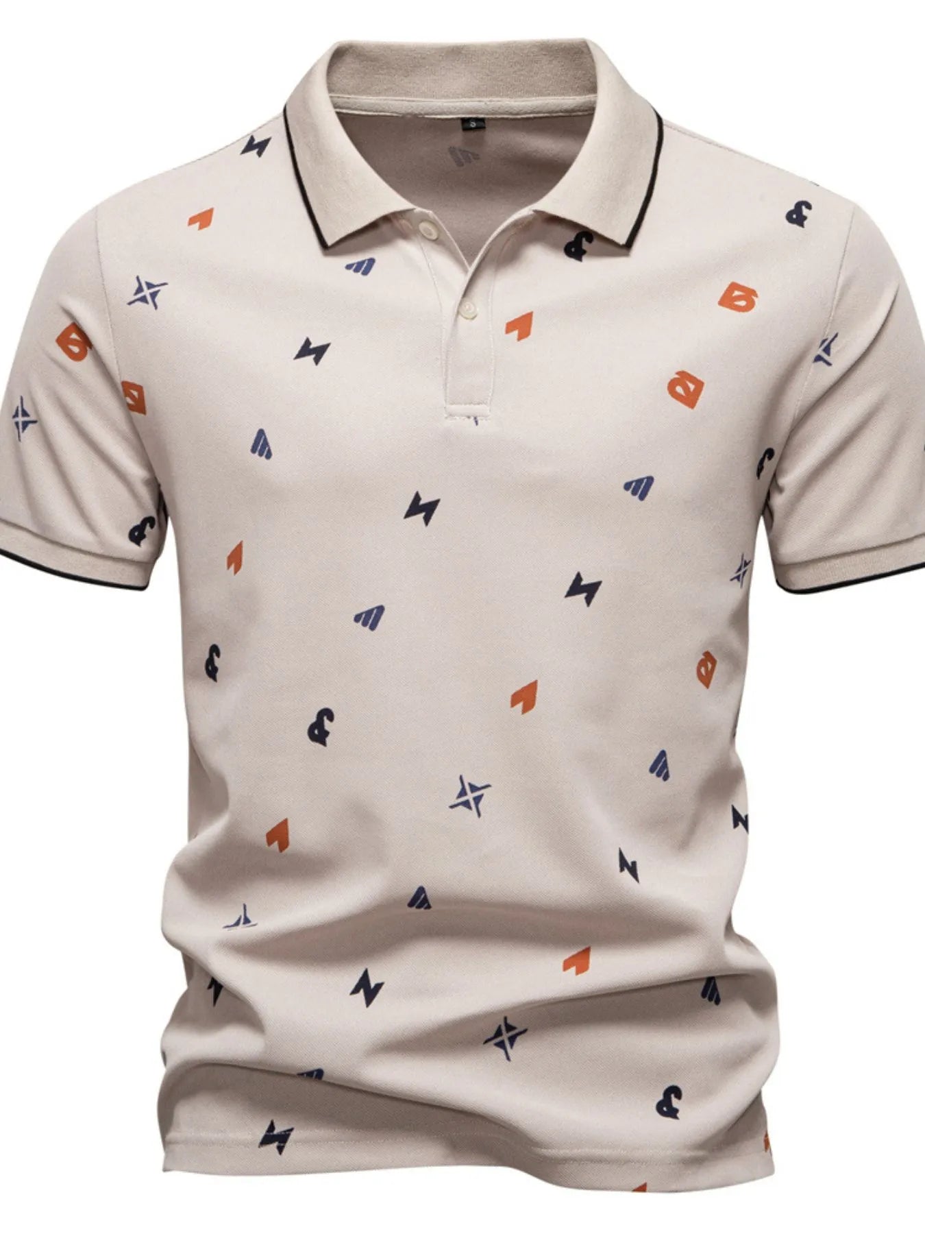 Men's Geometric Print Short Sleeve Polo Shirt.