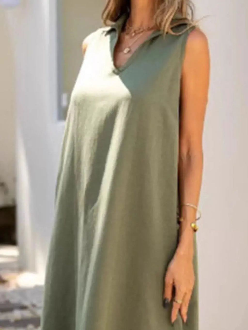 Full Size Side Slit Sleeveless Midi Dress Plus Size.