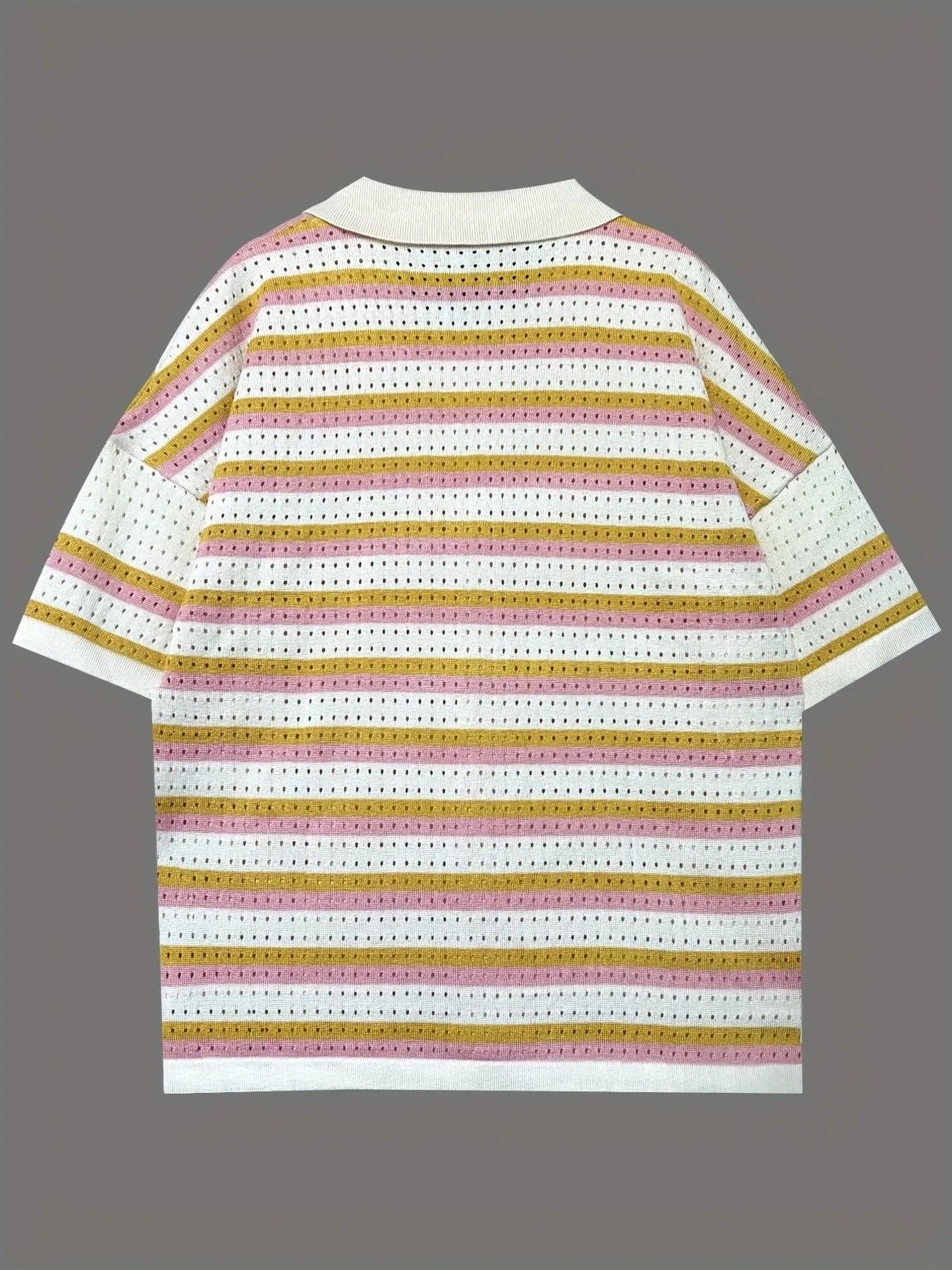 Colorful Striped Button Up Top and Shorts Sweater Set.