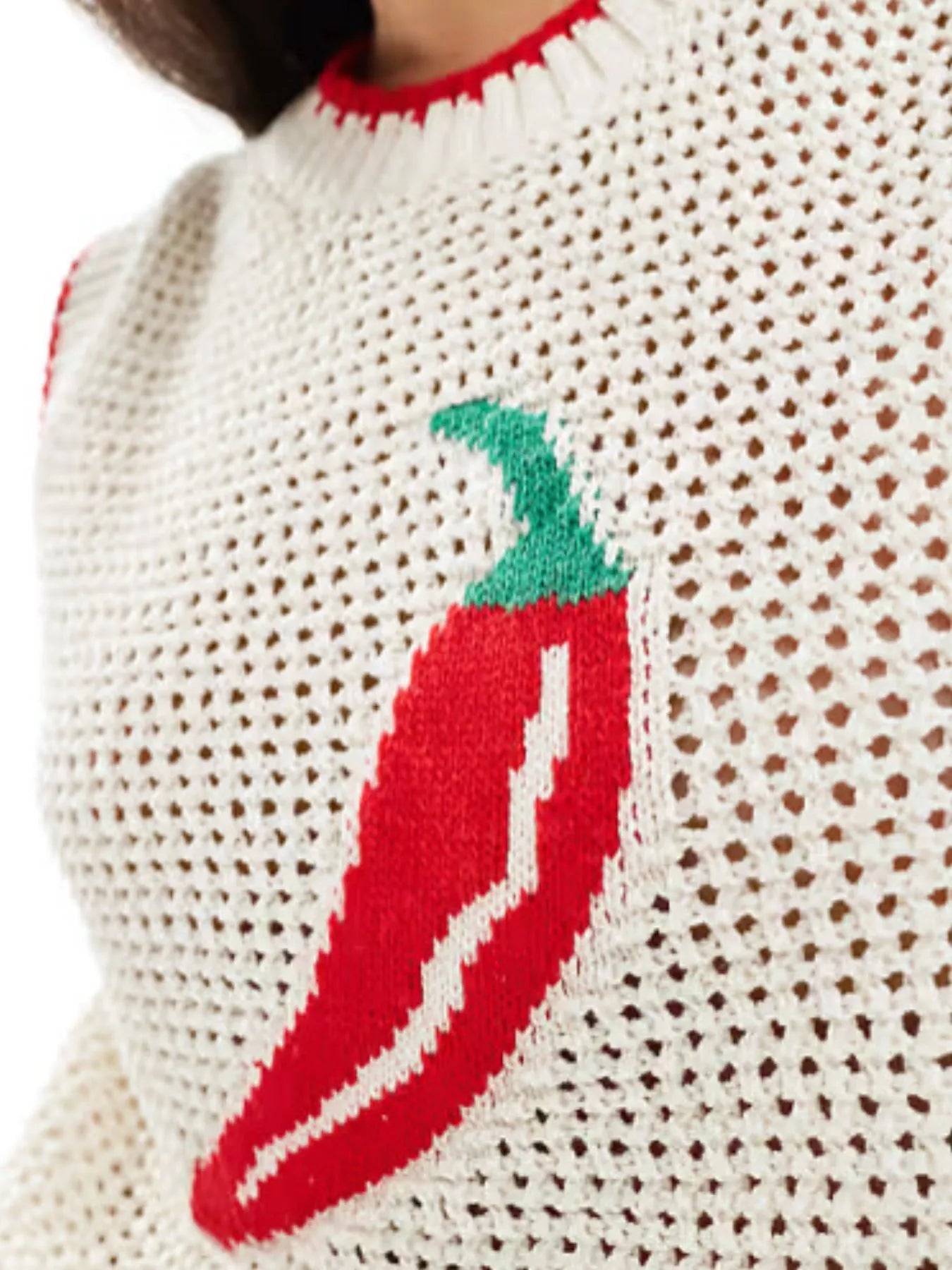 Chili Pepper Crochet Knit Tank Top.