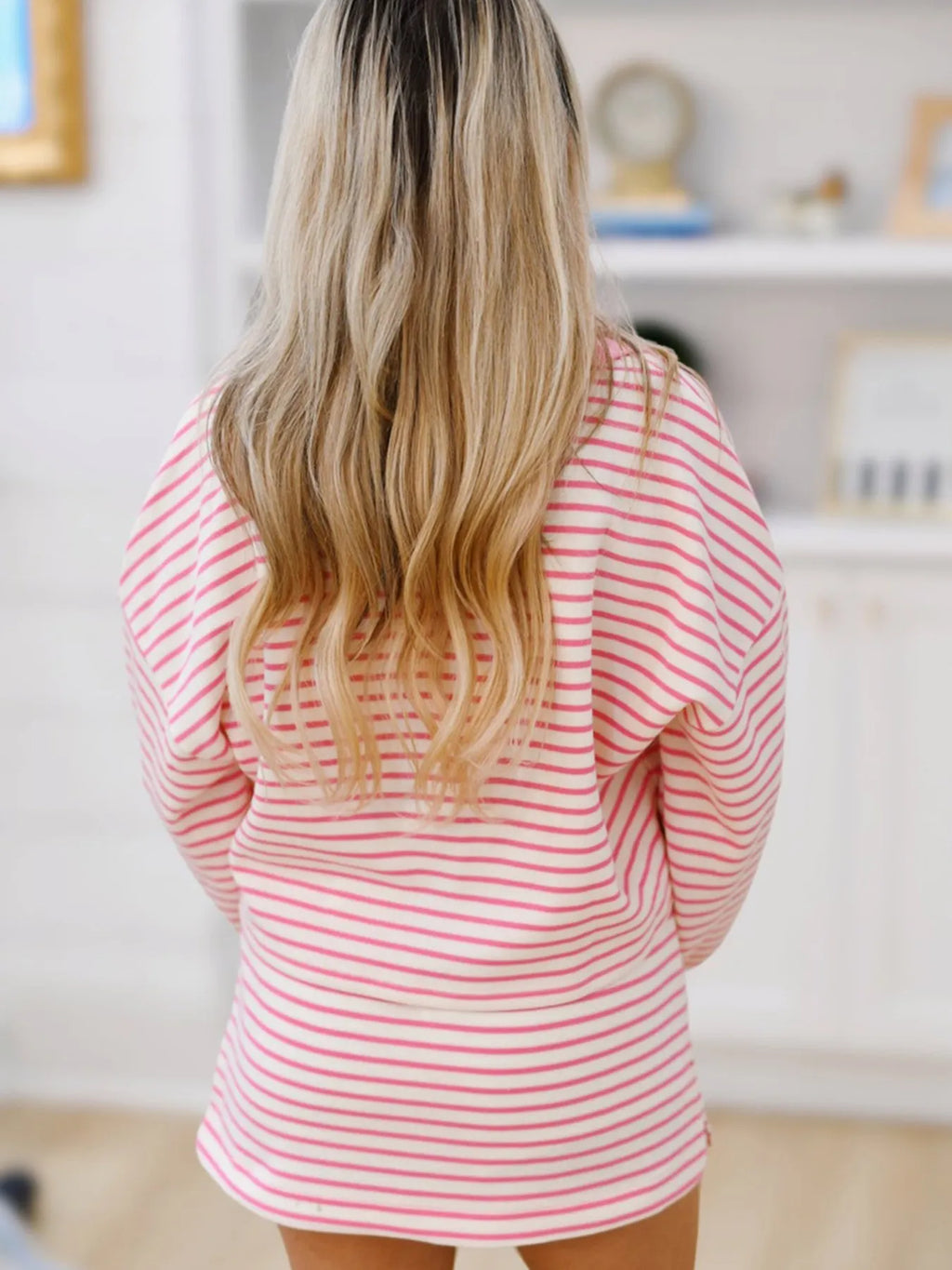 Striped Top and Skirt Set with Drawstring.