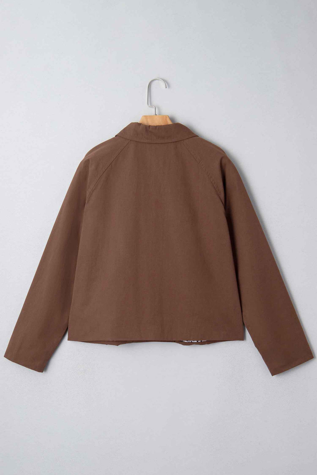 Dark Brown Collared Buttoned Leopard Liner Patchwork Chic Jacket