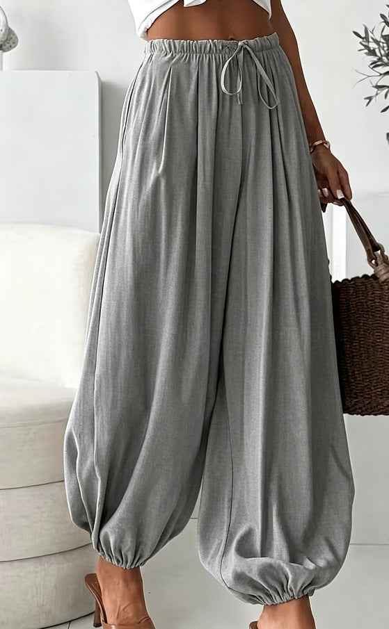 Womens Summer Elastic-Waist Ankle-Length Pants