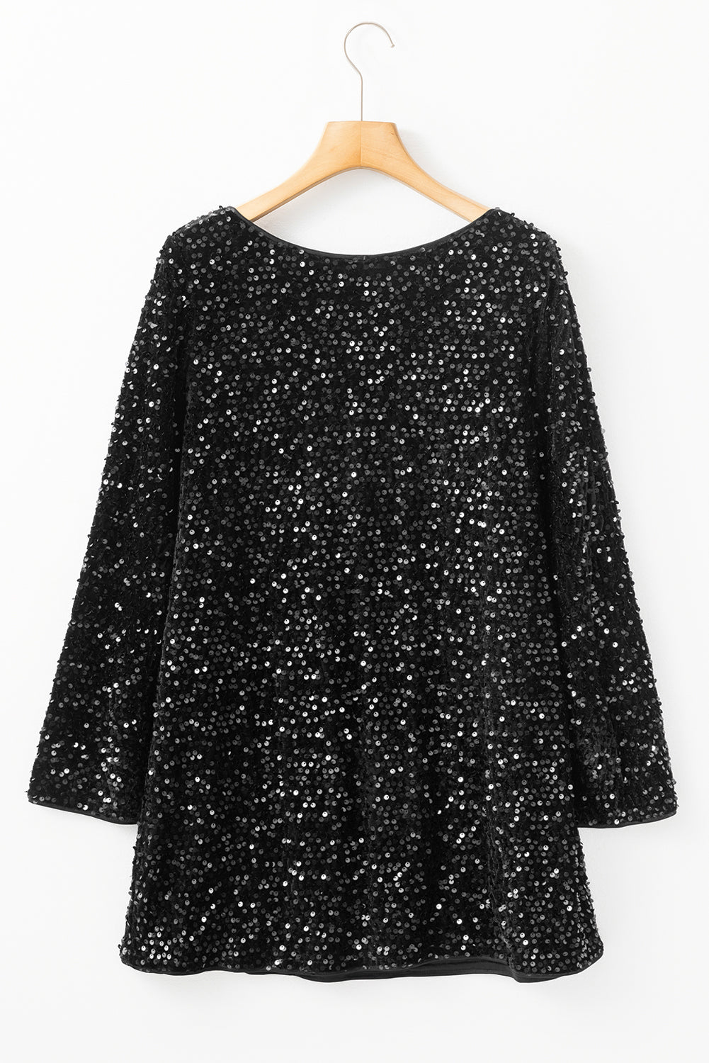 Black Sequin Long Sleeve Knot Cutout Back Mini Dress Dear-Lover Dropshipping
