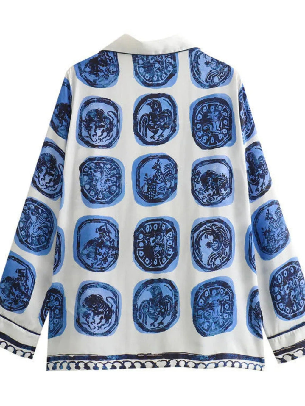 Printed Button Up Shirt and Pants Set.