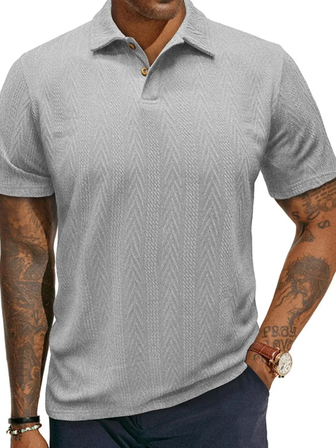 Men's Classic Chevron Textured Polo Shirt.