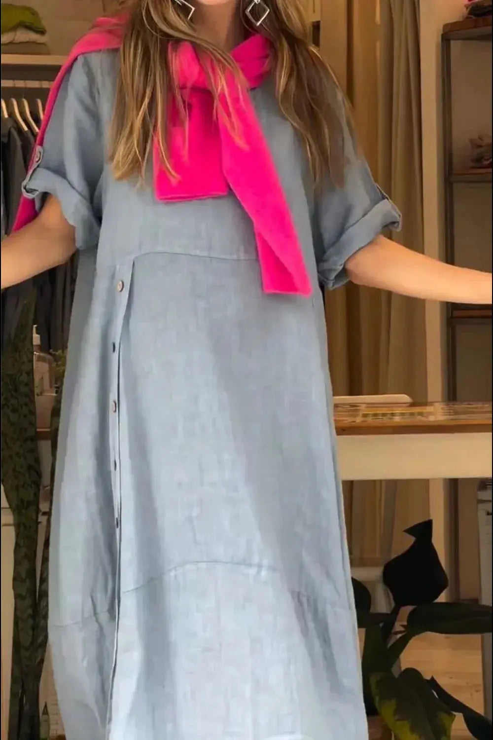 Full Size Relaxed Fit Short Sleeves Dress Plus Size.