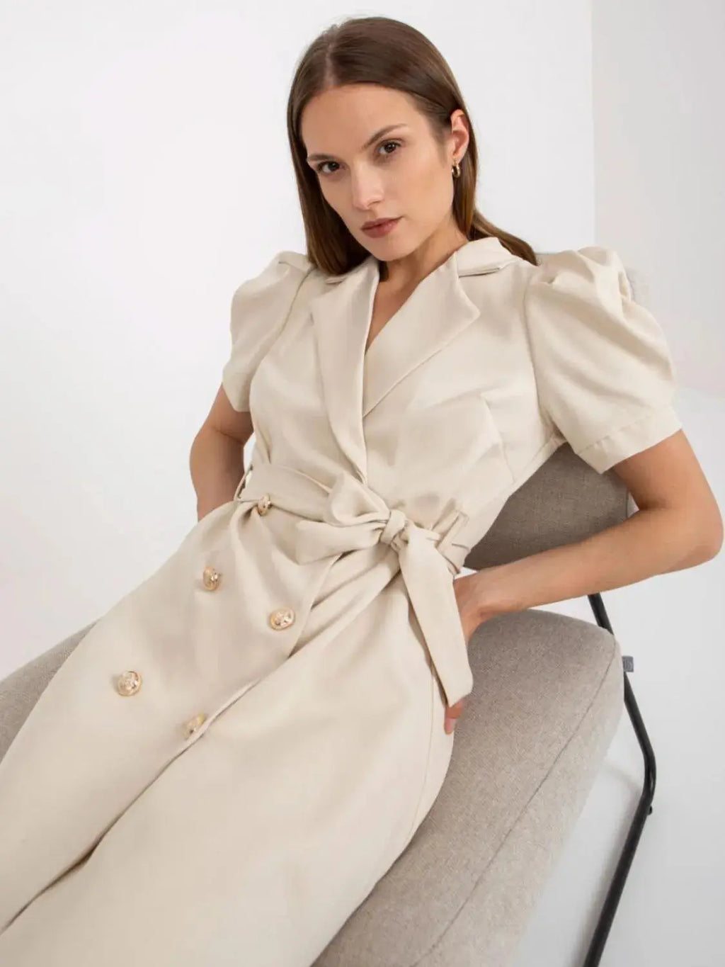 Tie Waist Short Sleeve Blazer Dress.