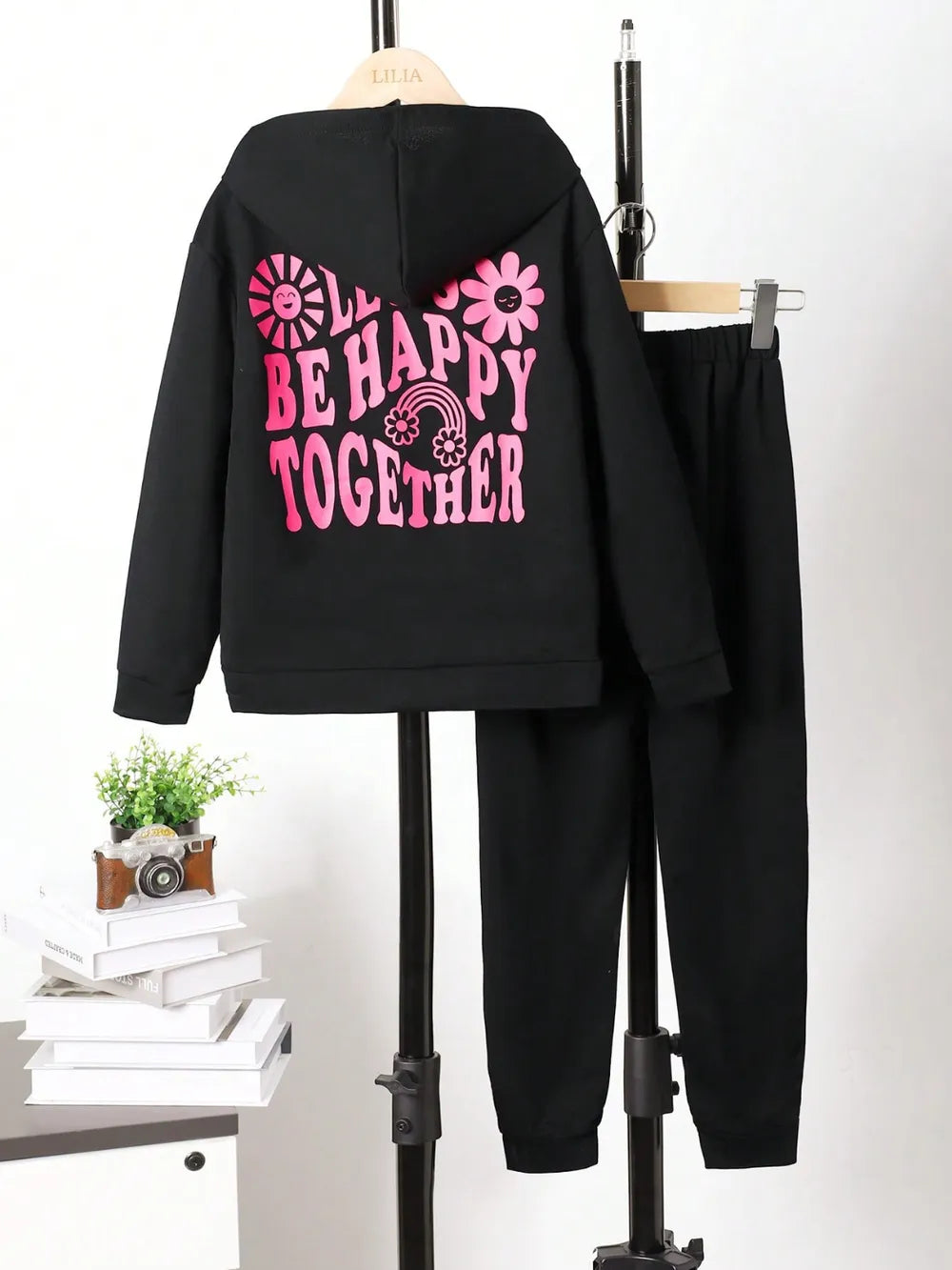 Children's Graphic Long Sleeve Hoodie and Pants Set.