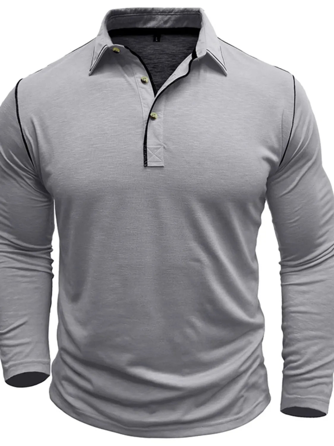 Men's Button Detail Long Sleeve Polo.