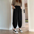 Cotton Harem Trousers Women's Loose Cuffed Wide-Leg Nine-Point High-Waist Casual Slimming Dad Pants