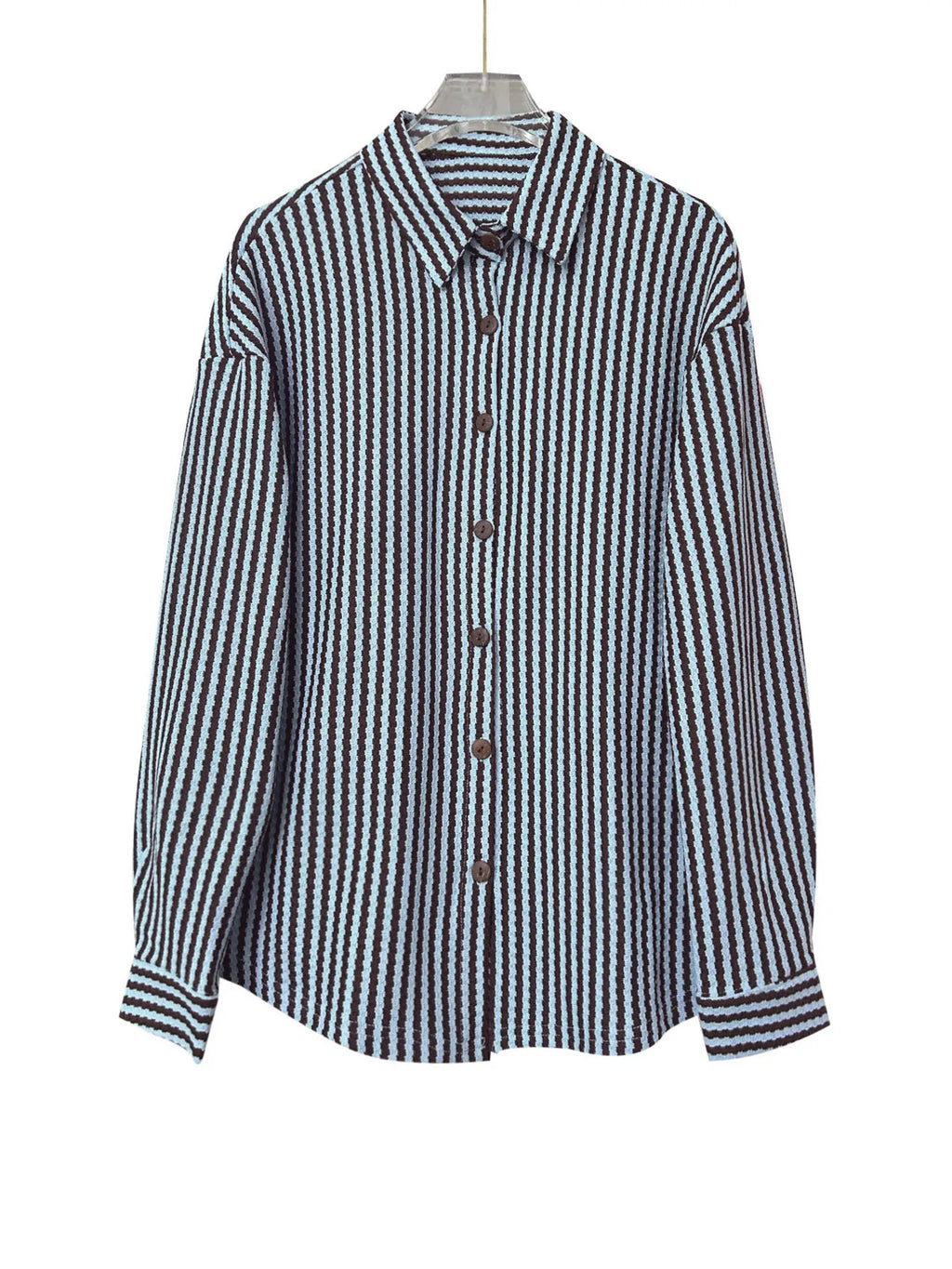 Striped Button-Down Casual Shirt.
