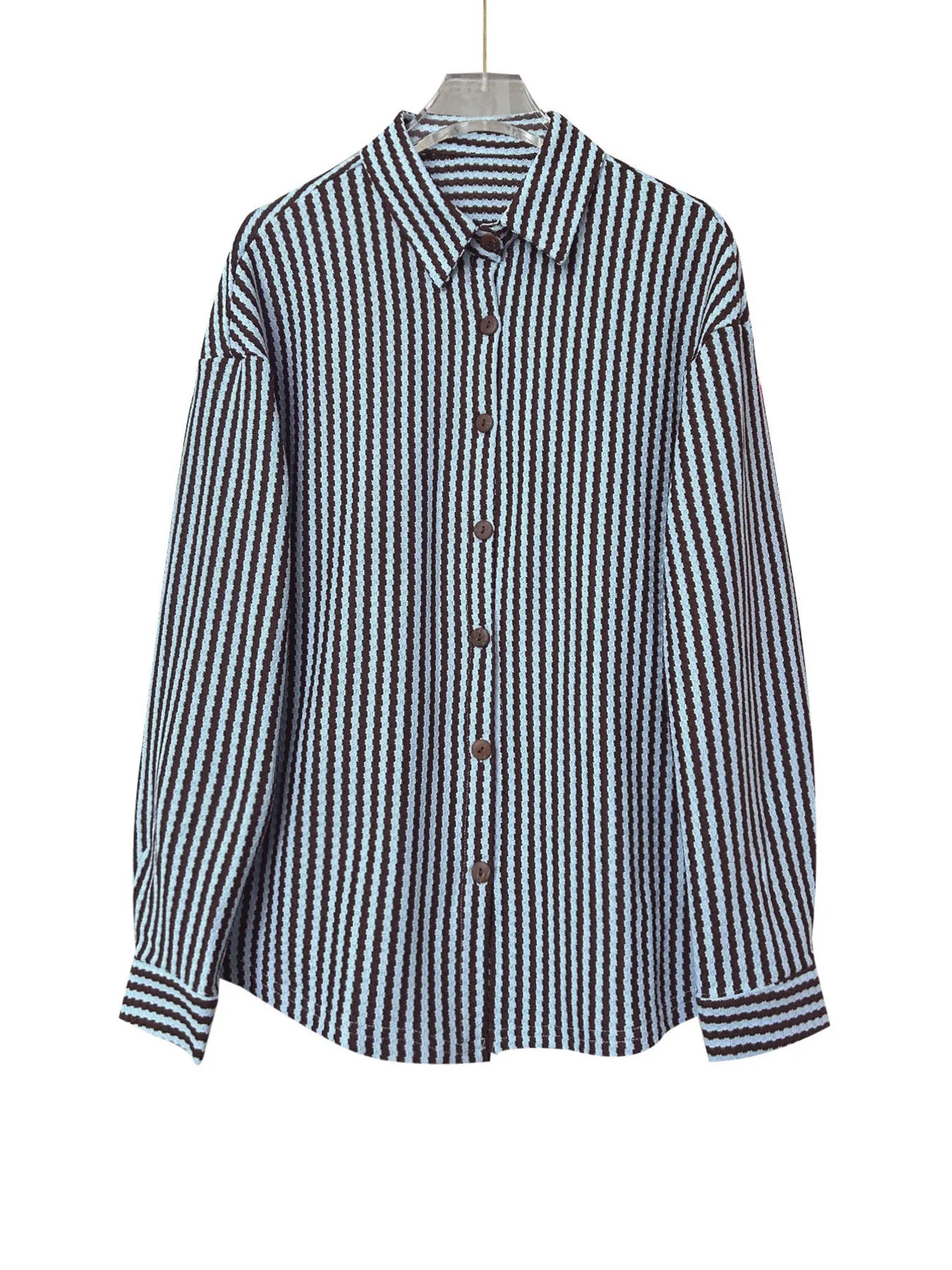 Striped Button-Down Casual Shirt.