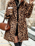 Leopard Print Faux Fur Longline Coat