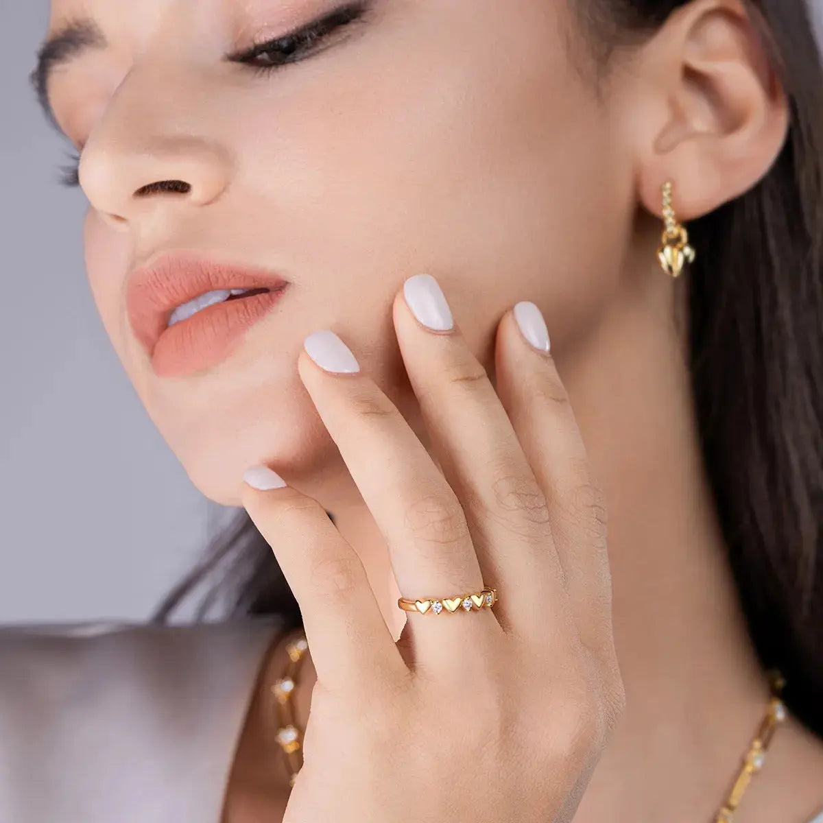 925 Sterling Silver Moissanite Heart Ring.