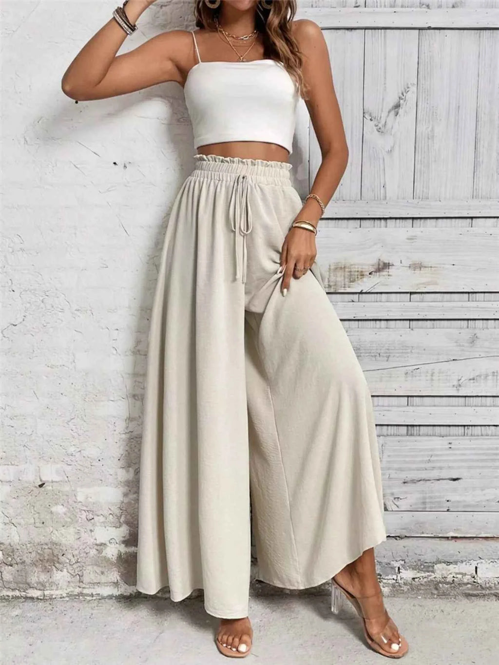 Frill Wide Leg Pants.