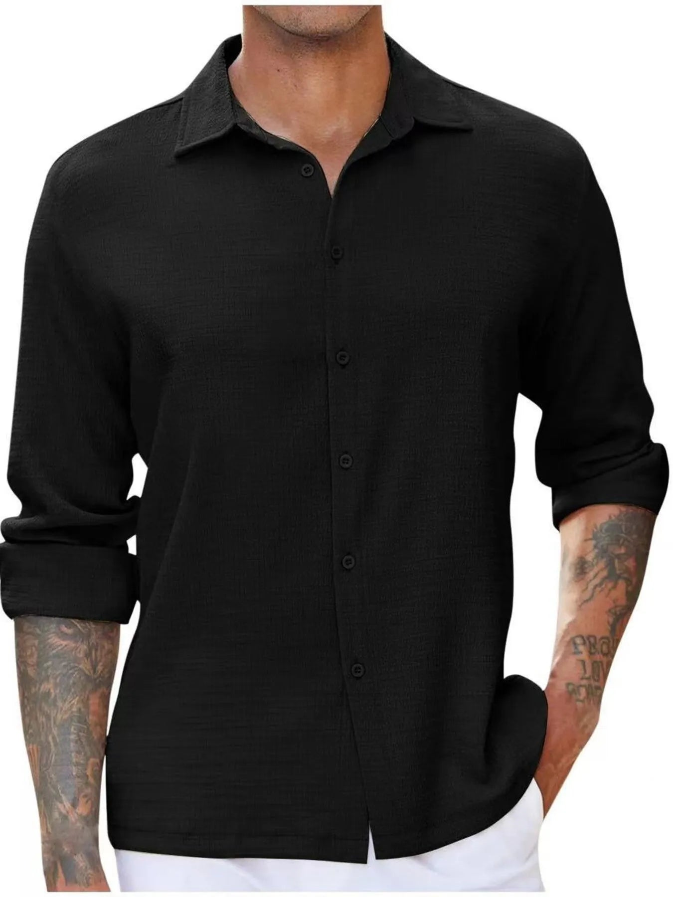 Men's Full Size Long Sleeve Button Down Shirt Plus Size.
