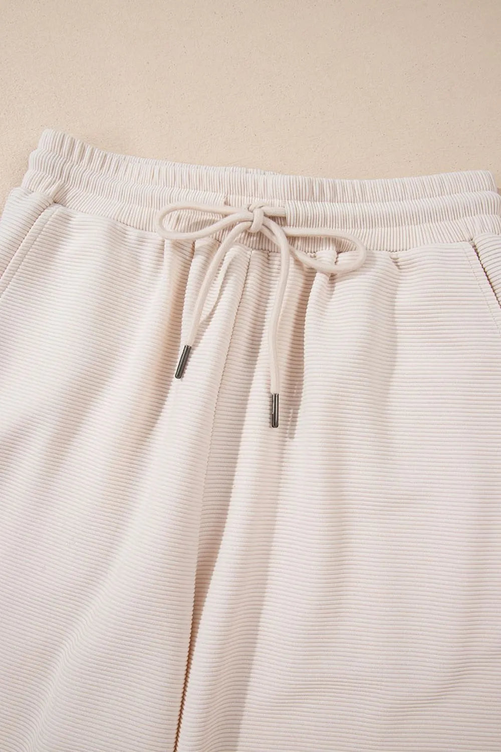 Ruffled Sleeve Zipped Top and Wide Leg Pants Set.