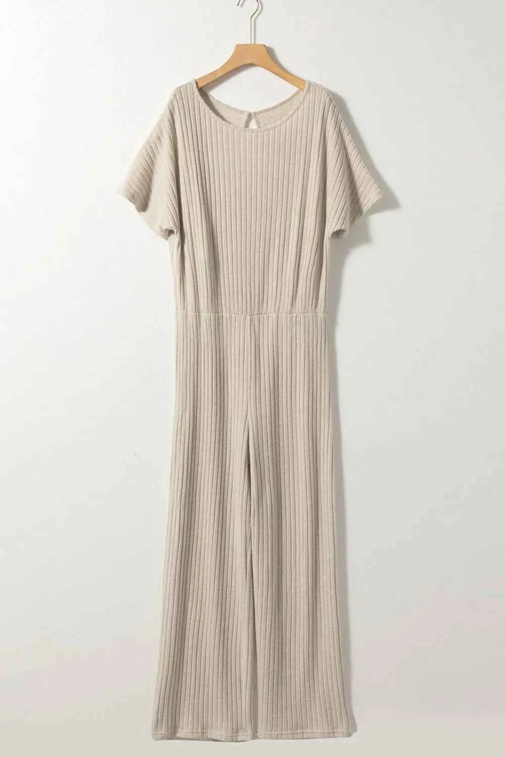 Ribbed Knit Wide Leg Jumpsuit