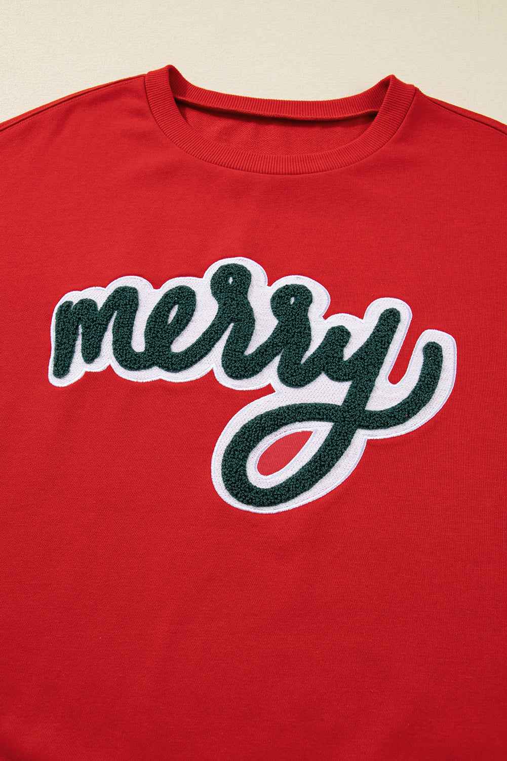 Fiery Red Merry Script Holiday Christmas Graphic Sweatshirt