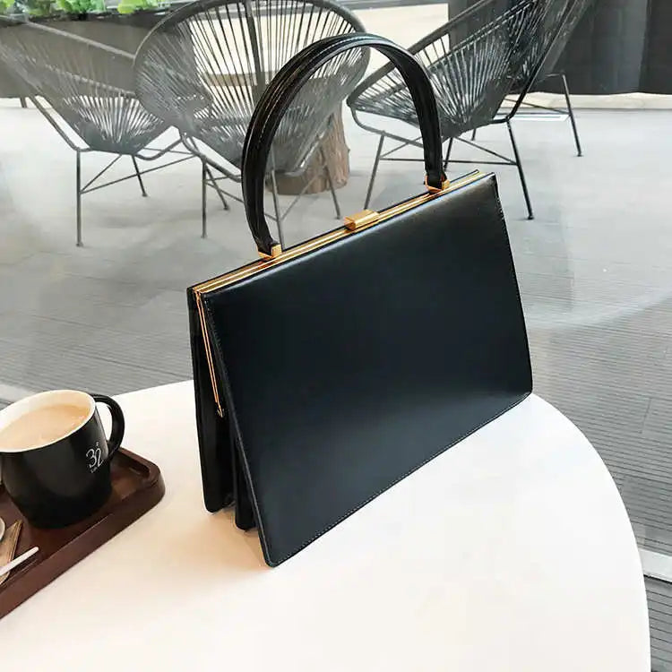 Vintage Big Clip Women Handbags Designer Casual Female Large Capacity Tote Luxury Pu Leather Handbag Ladies Fashion Purses eprolo