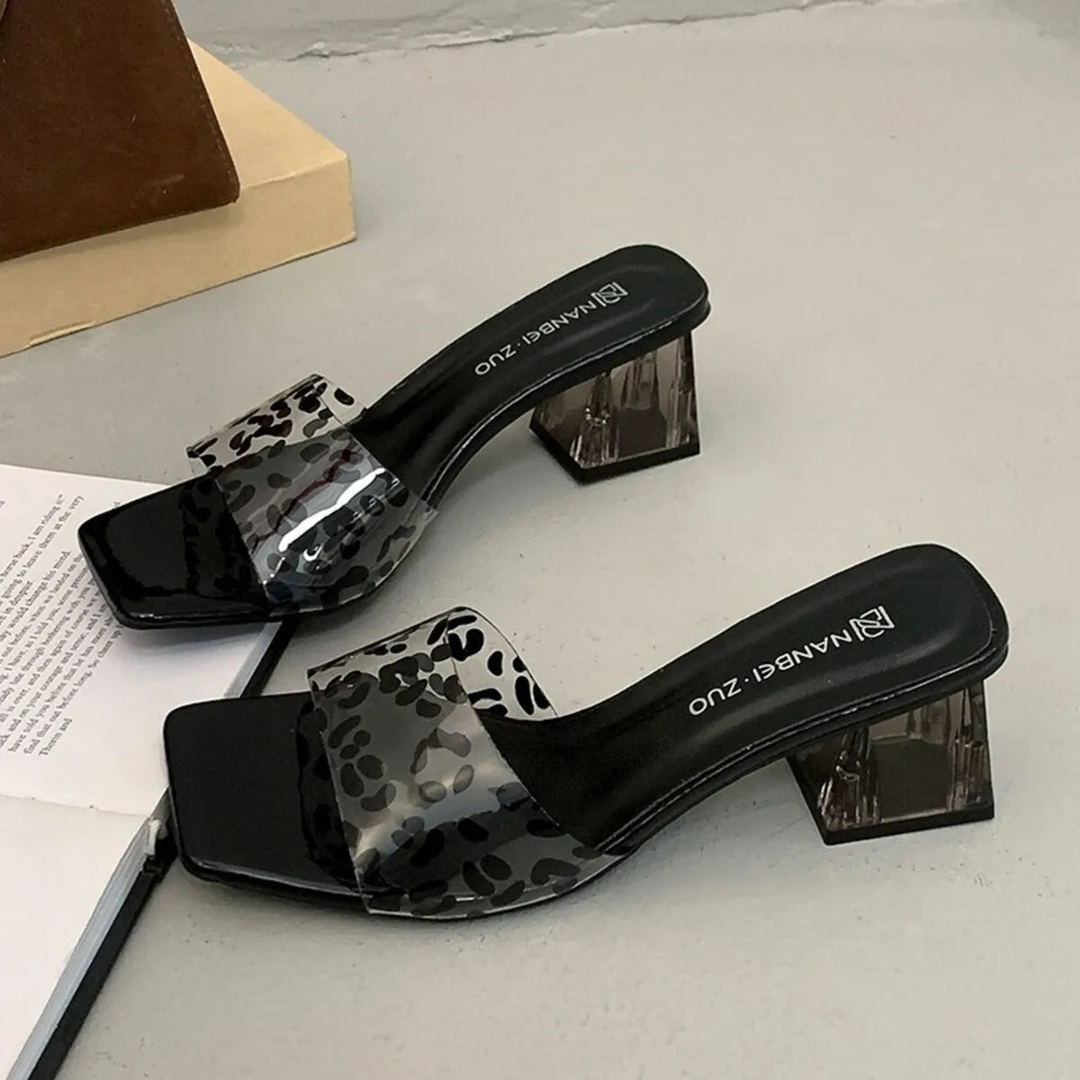 Open Toe Block Heels Sandals.