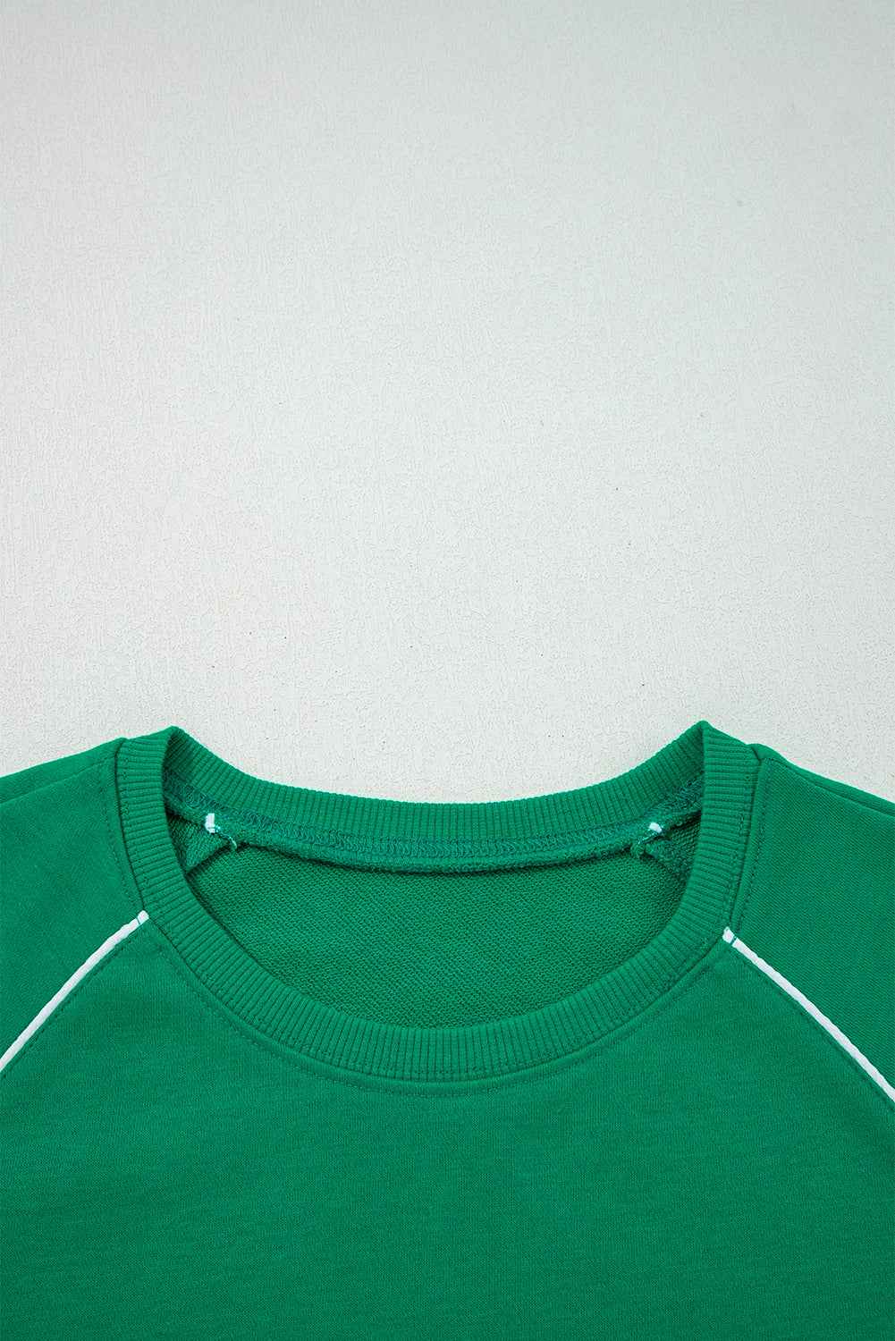 Dark Green Contrast Piping Crewneck Pullover Mini Skirt Set