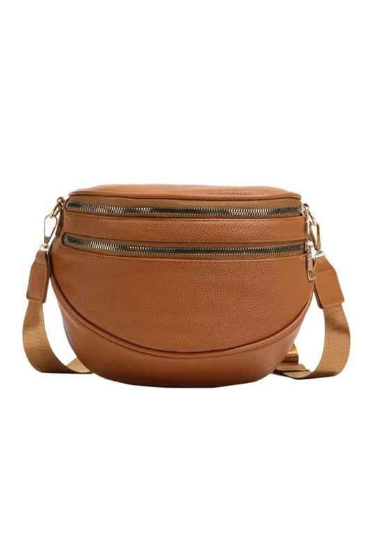Sabrina Double Zip Leather Crescent Sling