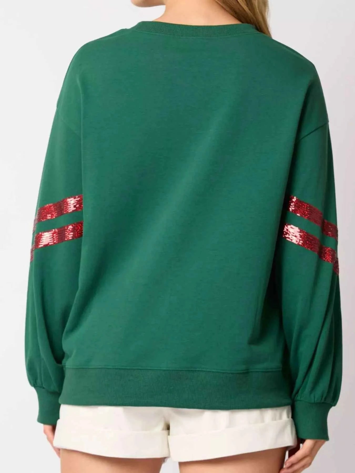 Christmas Sequin Santa Hat Holiday Sweatshirt