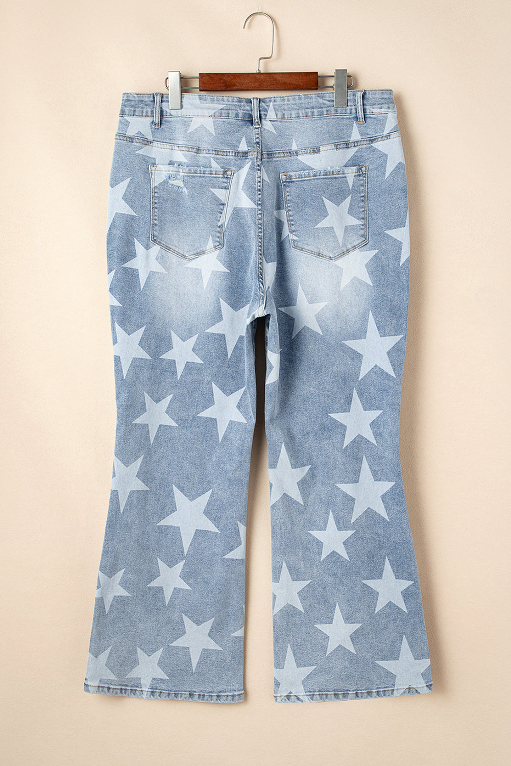 Sky Blue Star Printed Multi Buttons Slit Knee Destroyed Plus Size Jeans Dear-Lover Dropshipping