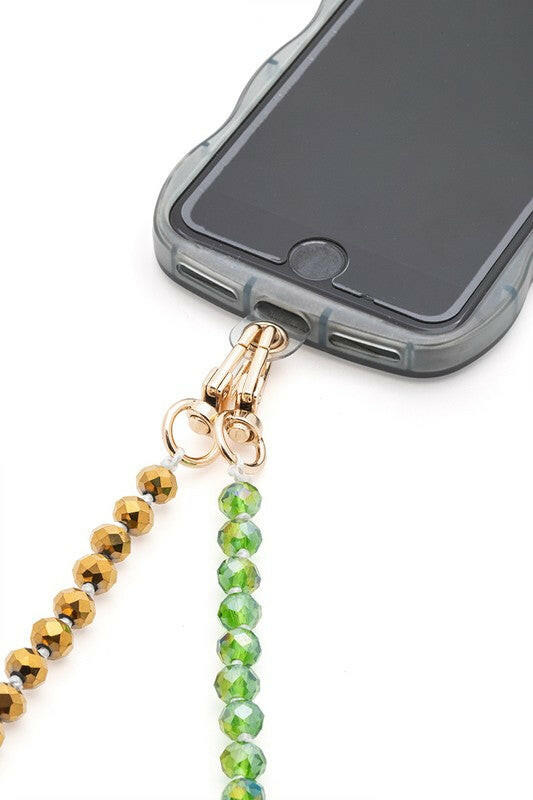 Mardi Gras Color Crystal Phone Lanyard.