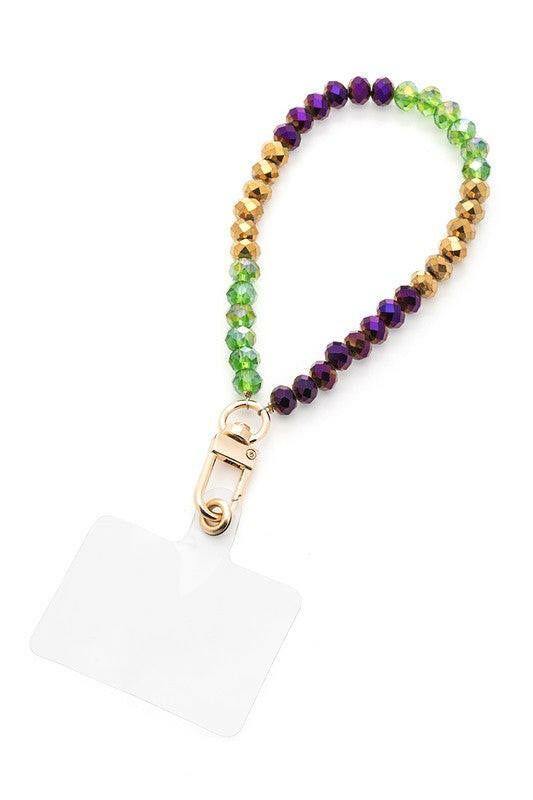 Mardi Gras Crystal Phone Wristlet.