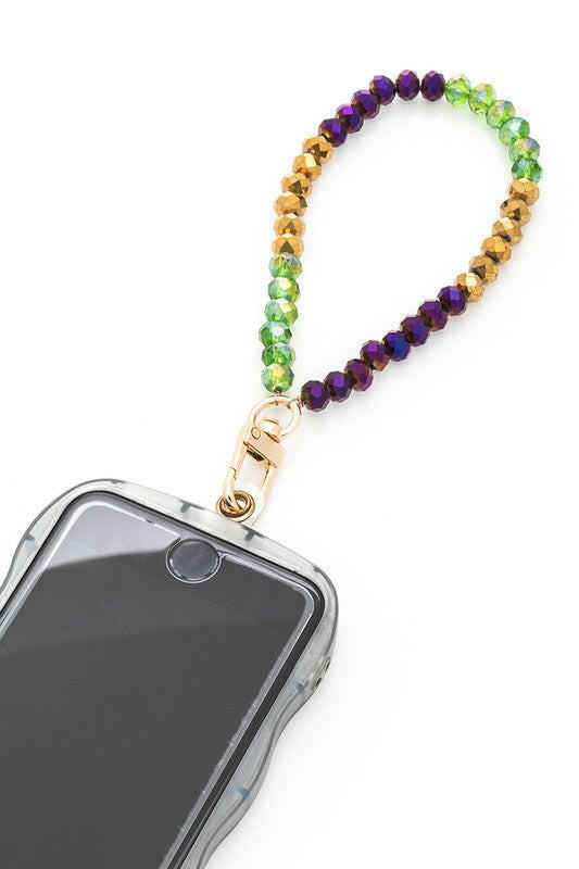 Mardi Gras Crystal Phone Wristlet.