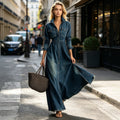 Waist slimming retro long sleeved dress