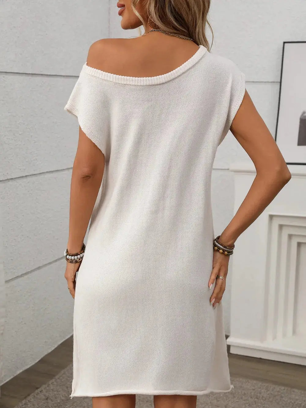 One Shoulder Mini Sweater Dress.