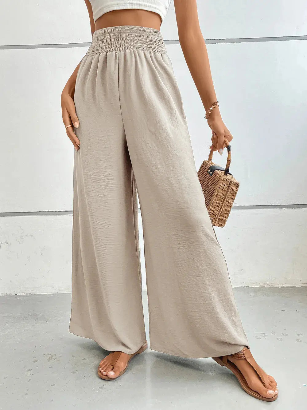 Perfee Wide Leg Pants with Pockets.