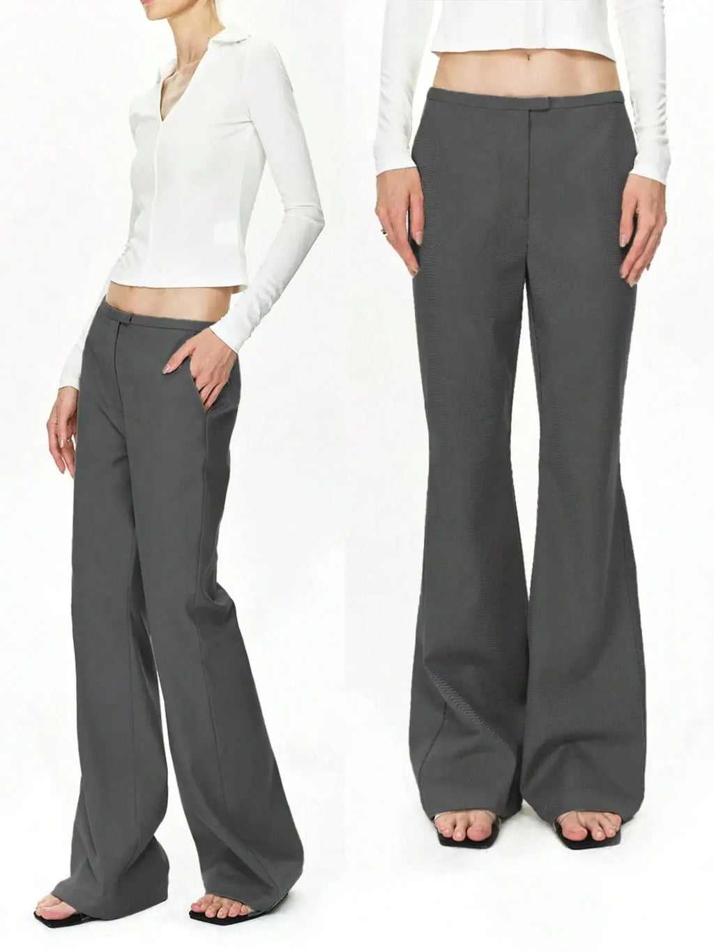 High Waist Flare Leg Trousers.