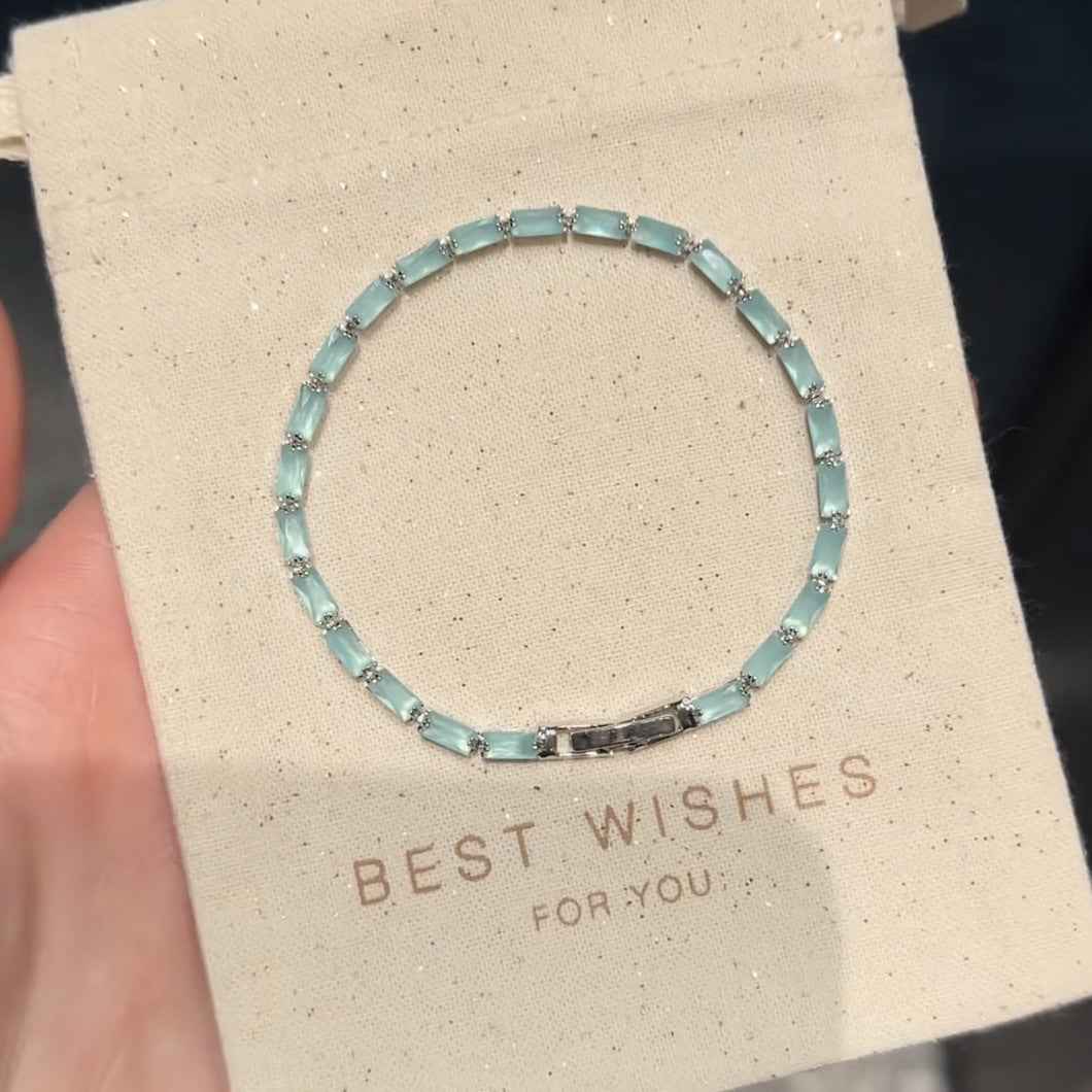 Glacier Blue Zirconia Bracelet Ins Style Korean  Dainty Bangle Luxury Premium Wrist Jewelry