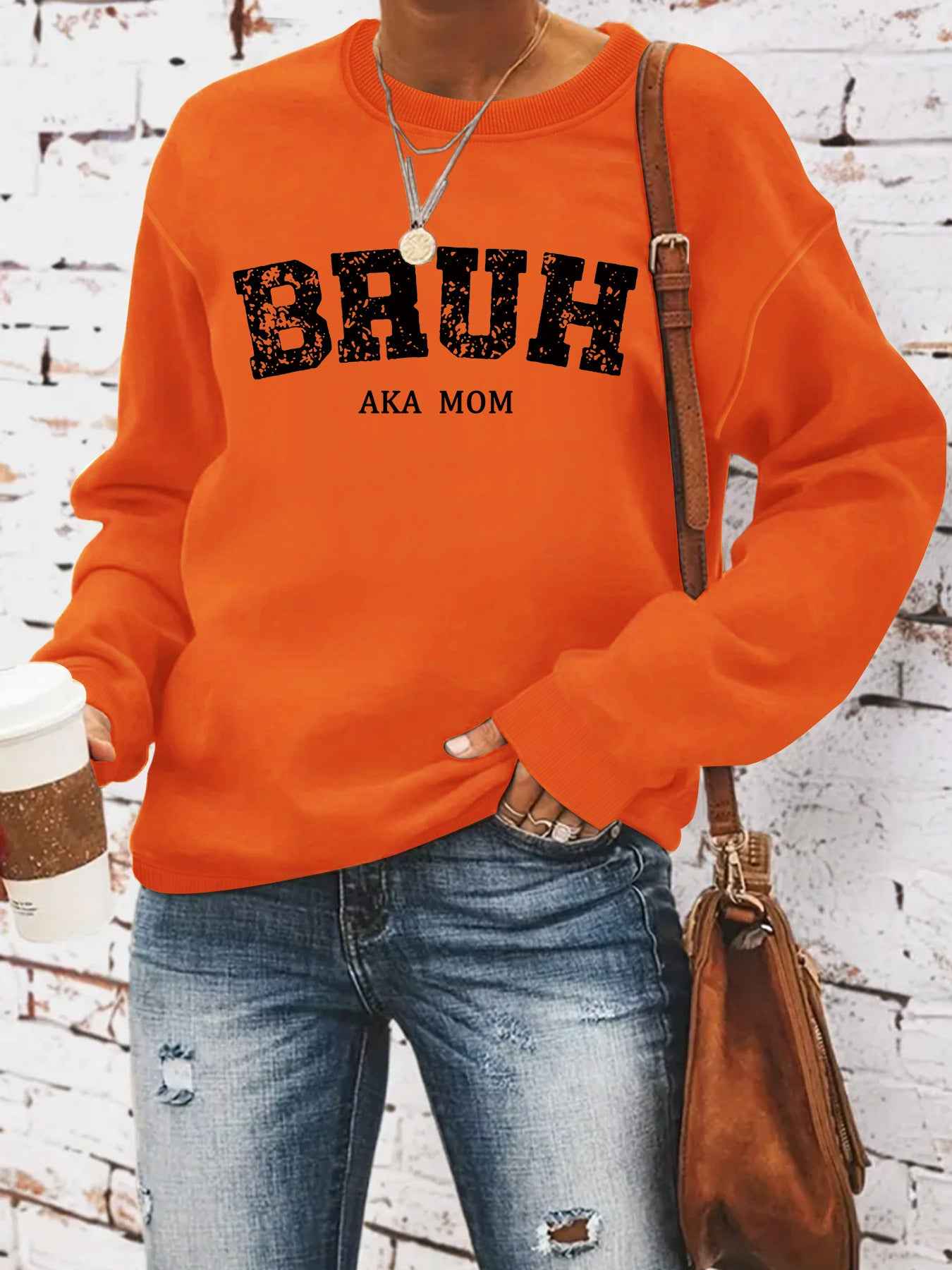 BRUH AKA MOM printed long sleeved sweatshirt