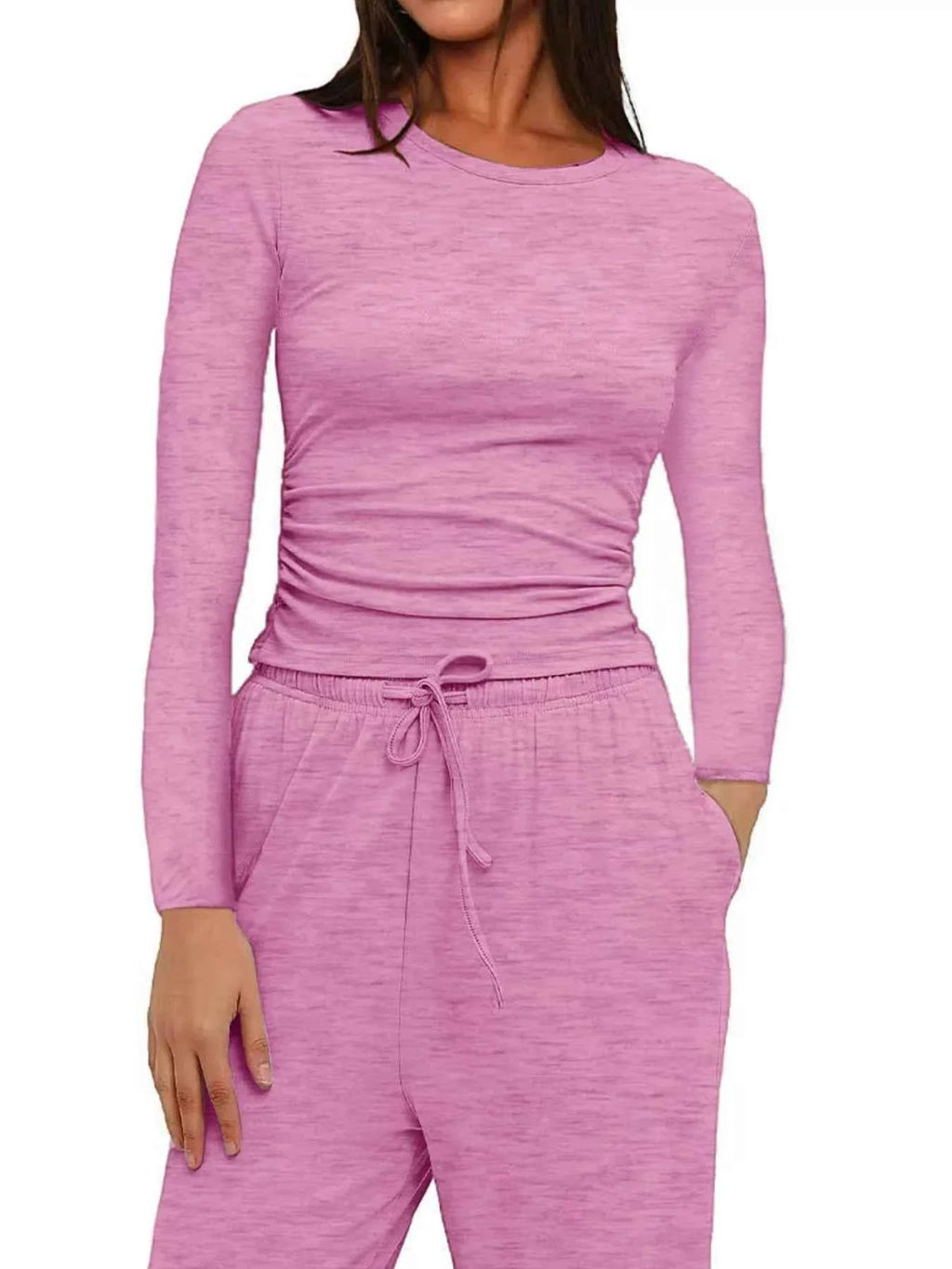 Full Size Casual Long Sleeve Top and Pants Set Plus Size