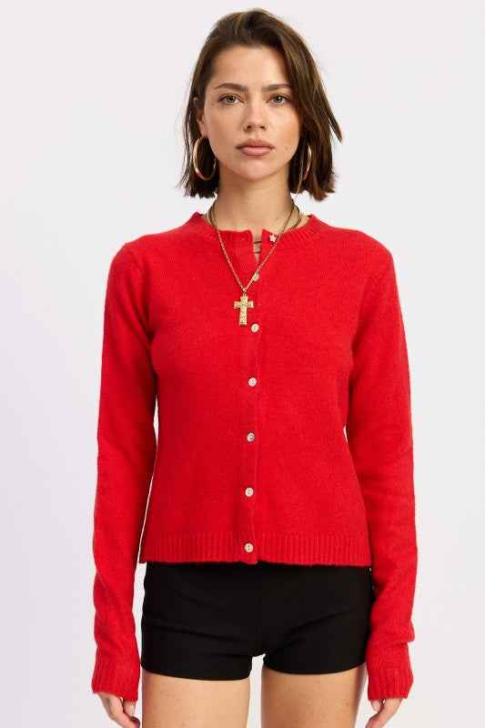 FITTED BUTTON UP CARDIGAN