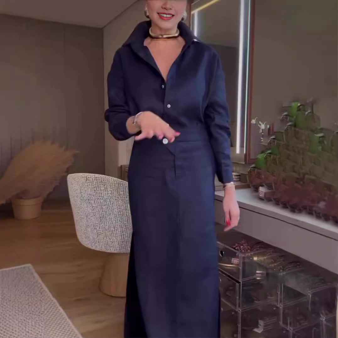 Shirt long sleeved top half skirt two-piece set women's skirt set