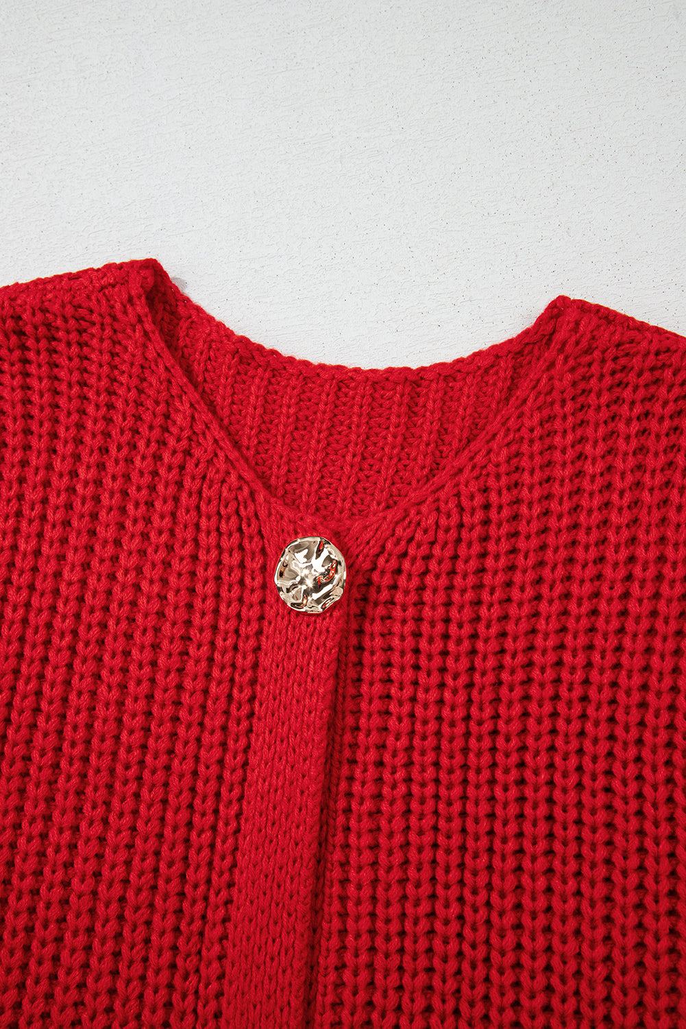 Fiery Red Solid Textured Knit Side Pockets Buttoned Sweater Vest Dear-Lover Dropshipping